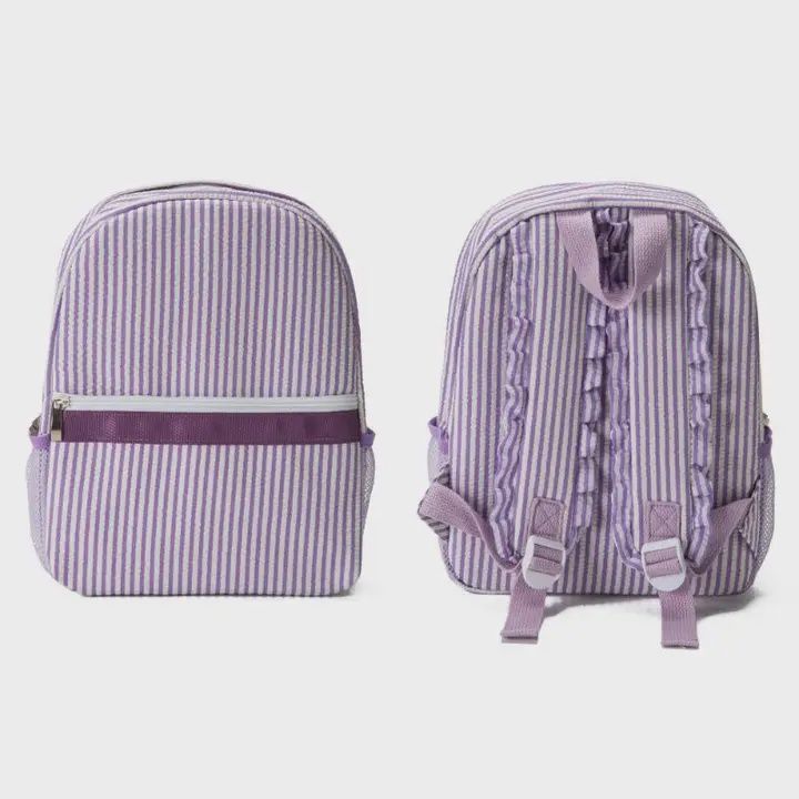 Kids Seersucker Belle Backpack- Purple