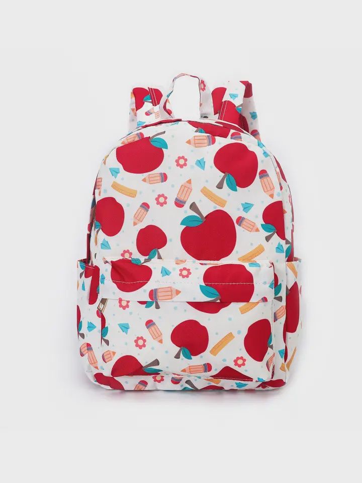 Back To School Apple &amp; Pencils Flower Backpack