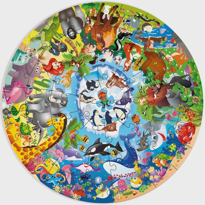 Giant 48 Piece Round Puzzles For Kids | Animals