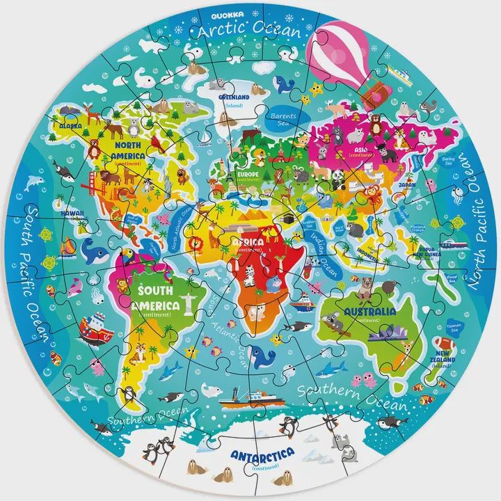 Giant 48 Piece Round Puzzles For Kids | World