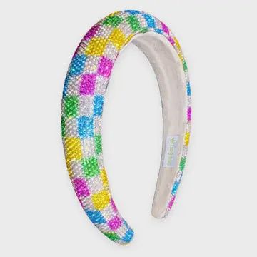 Kids Rhinestone Headband - Padded Checkerboard Hair Band