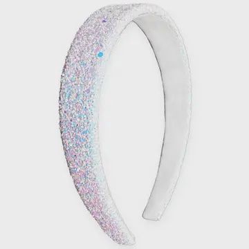 Tapered Chunky Glitter Headband White