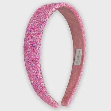 Tapered Chunky Glitter Headband Pink
