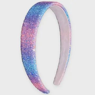 Tapered Chunky Glitter Headband Rainbow