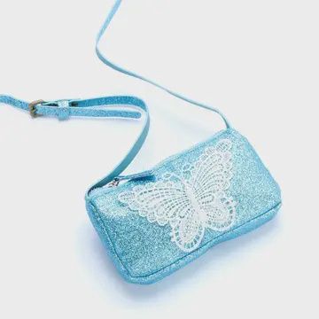 Little Girls Butterfly Glitter Purse - Blue