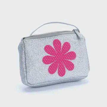 Daisy Patch Glitter Purse - Silver / Pink ( Age 3-8)