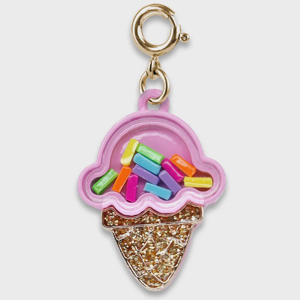 Gold Ice Cream Cone Shaker Charm