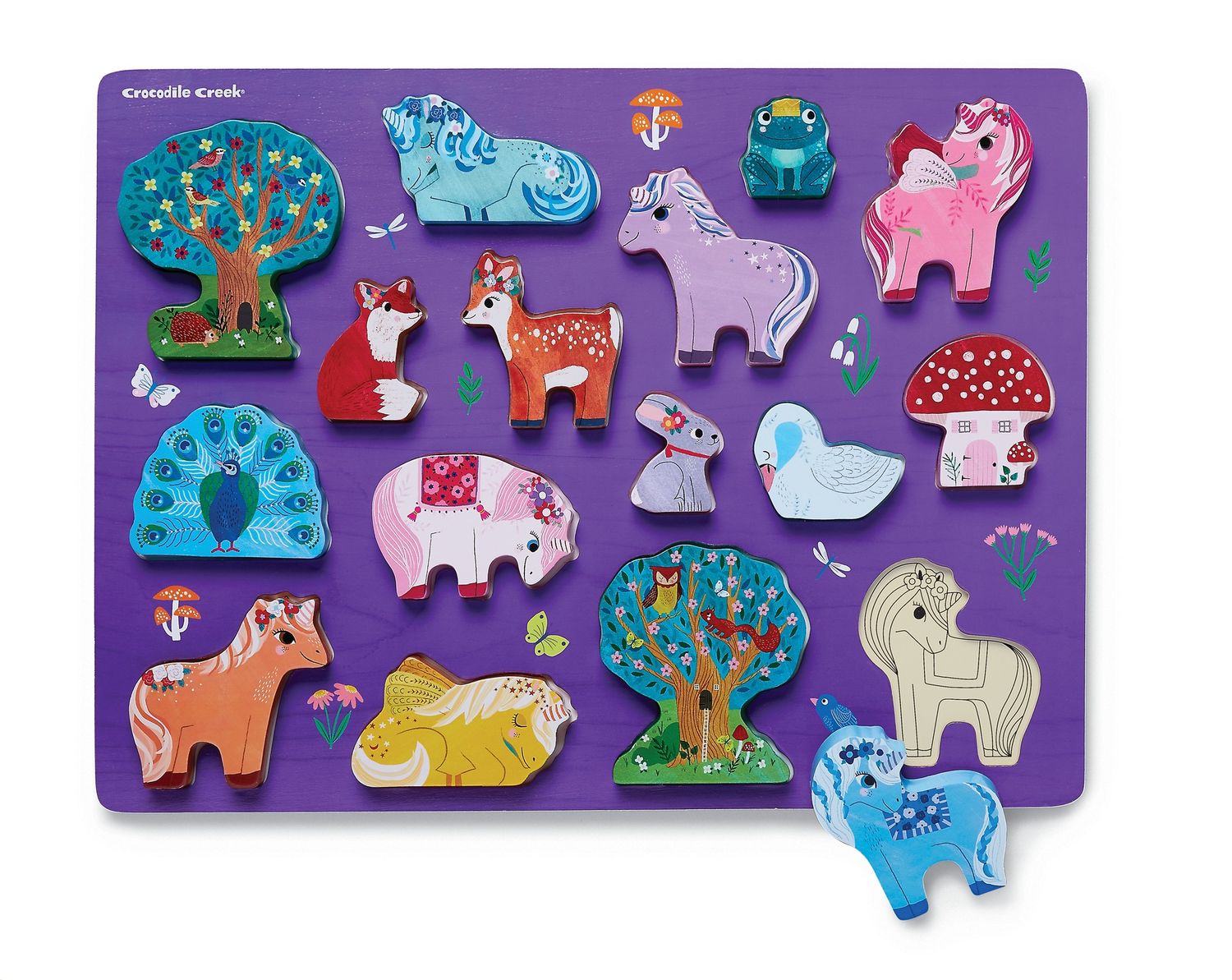 Let&#39;s Play 16 pc Wood Puzzle/Unicorn Garden