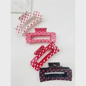 Heart Theme Printed Hair Claw Clip MIX COLOR