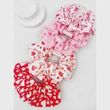 Mix Heart Pattern Jumbo Size Hair Scrunchies MIX COLOR