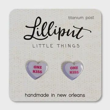 Lilliput Conversation Heart Earrings // Valentines Day Purple