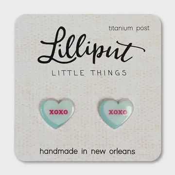 Lilliput Conversation Heart Earrings // Valentines Day Blue
