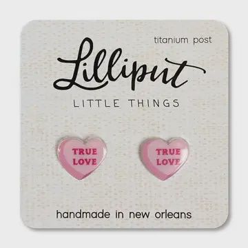 Lilliput Conversation Heart Earrings // Valentines Day Pink