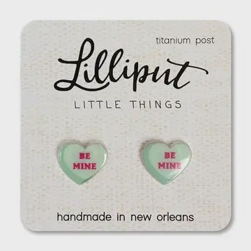 Lilliput Conversation Heart Earrings // Valentines Day Green