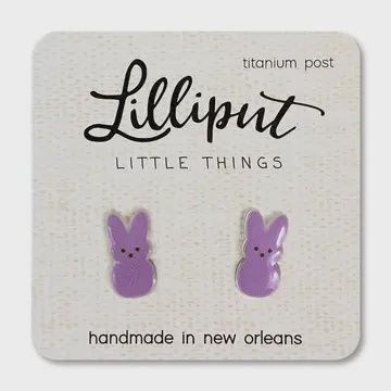 Marshmallow Easter Bunny Earrings Purple
