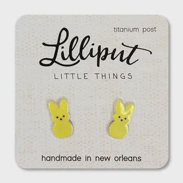 Marshmallow Easter Bunny Earrings Yellow