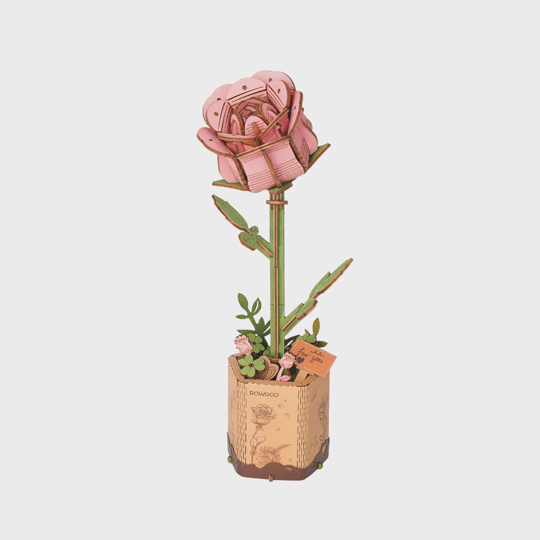 Modern Wooden Puzzle | Pink Rose