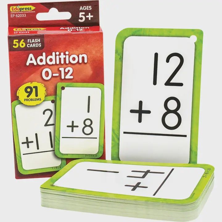 Addition 0–12 Flash Cards