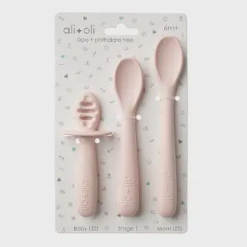 Ali+Oli (3-pc) Multi Stage Spoon Set For Baby (Blush) 6m+