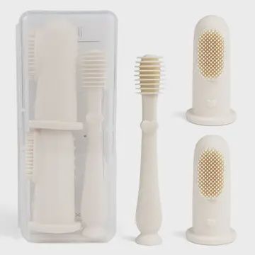 Baby Finger Toothbrush &amp; Tongue Cleaner Oral Set 3m+ (Ivory)