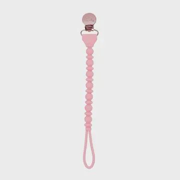 Sweetie Strap™ Silicone One-Piece Pacifier Clips Pink Beaded