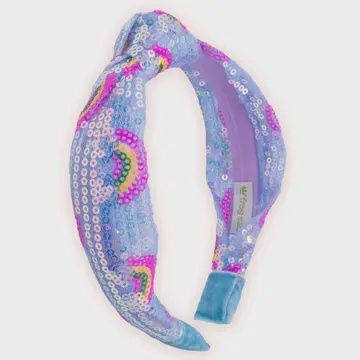 Kids Sequin Knot Headband - Rainbow Blue