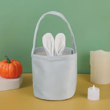 Easter Bunny Ears Basket with Handle Small Easter Basket Blue