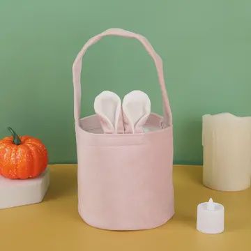 Easter Bunny Ears Basket with Handle Small Easter Basket Pink