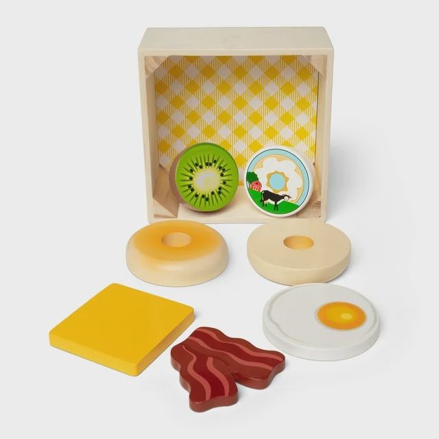 Wooden Breakfast Picnic Box Play Food Set