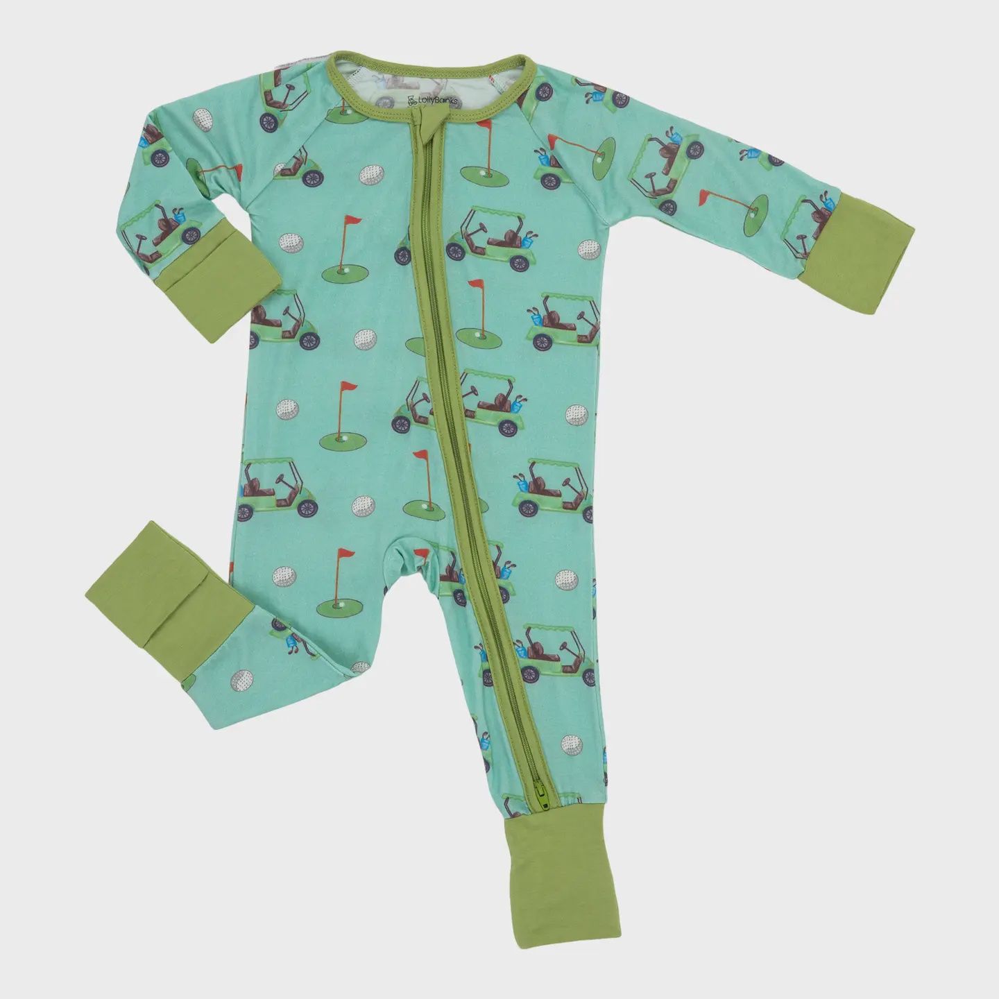 Golf A Round Baby Bamboo Pajamas, 2 Way Zipper Baby Romper 6-12M
