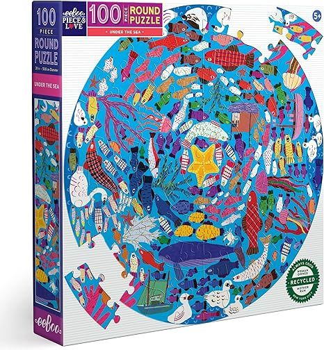 eeBoo Under The Sea 100 Piece Round Puzzle