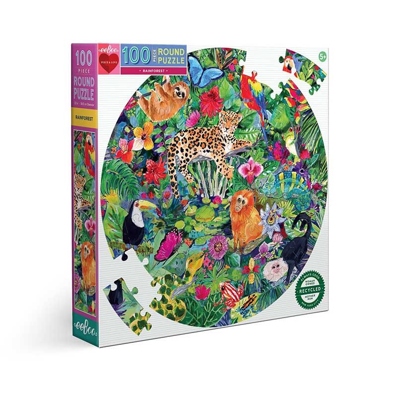 Piece and Love Rainforest 100-Piece Round Puzzle