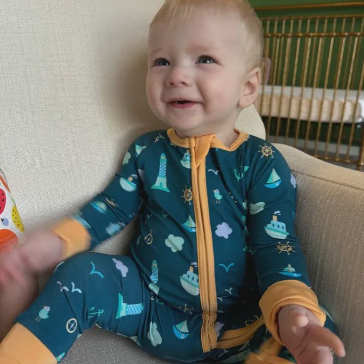 Summer Nautical Bamboo Zippy Pajamas 0-3M