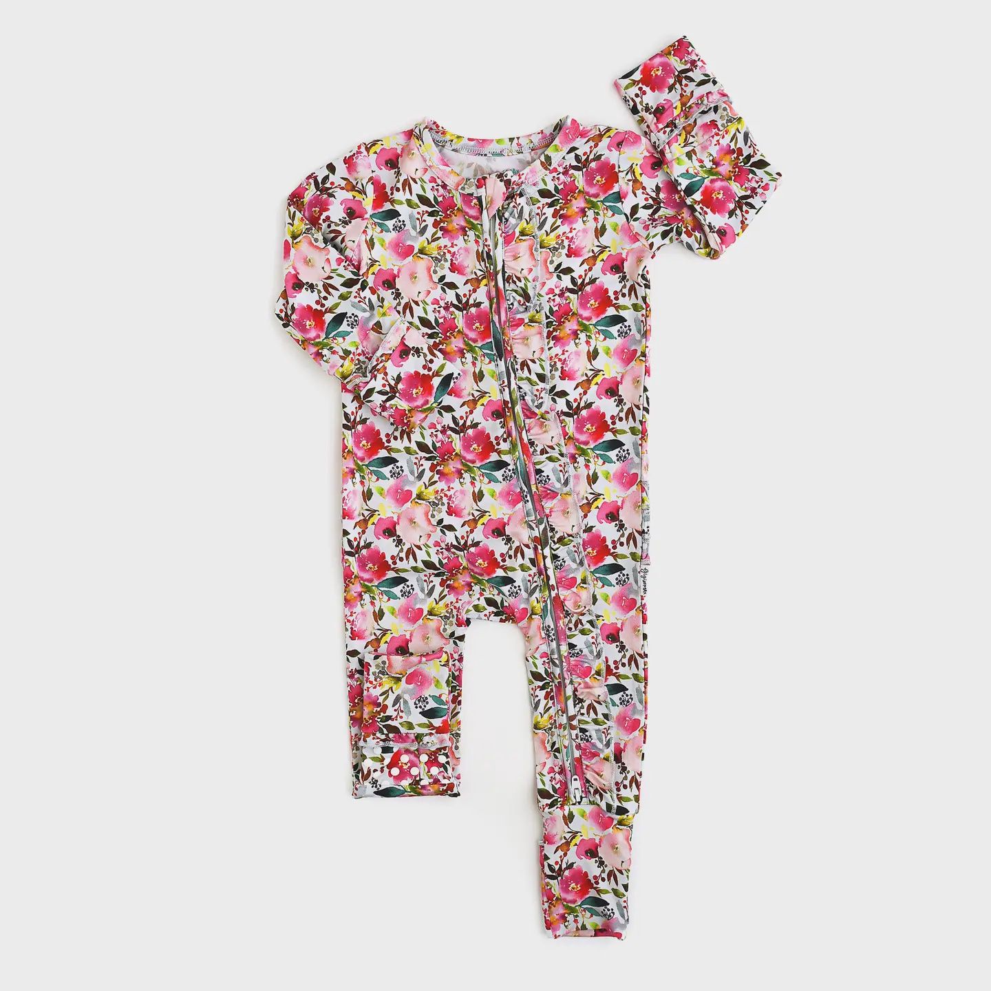 Eloise Ruffle Zip Bamboo Baby Outfit Sleepies Little 6-12