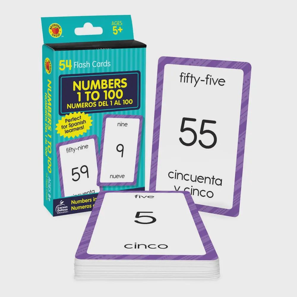 Numbers 1 To 100 Flash Cards- English/Spanish