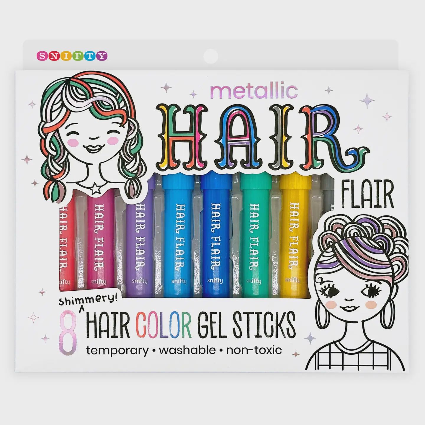 Hair Flair Metallic Shimmery Hair Color Gel Sticks Set of 8