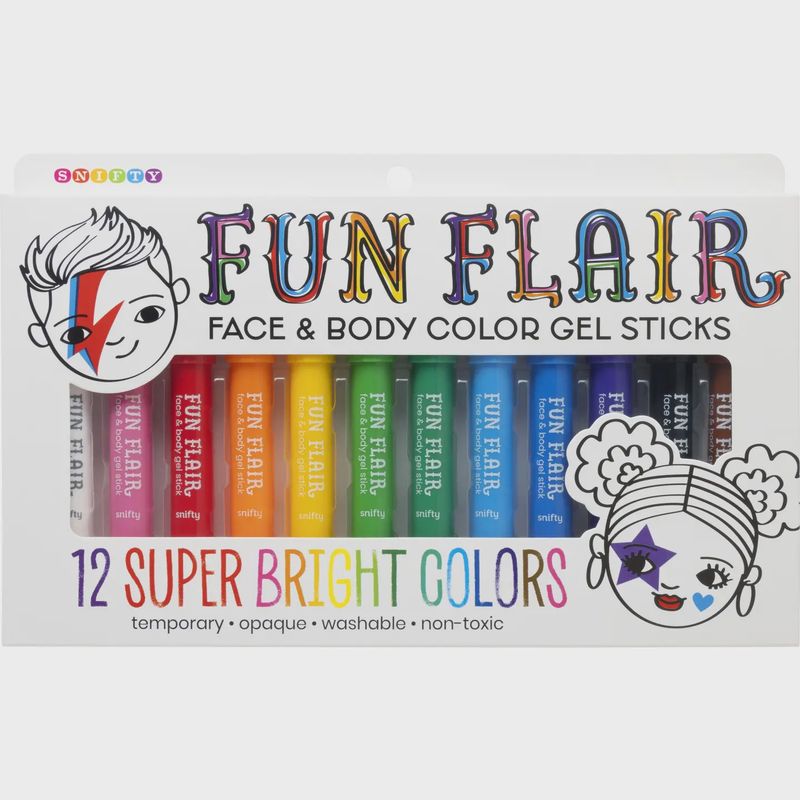 Fun Flair Face &amp; Body Color Gel Sticks Set of 12