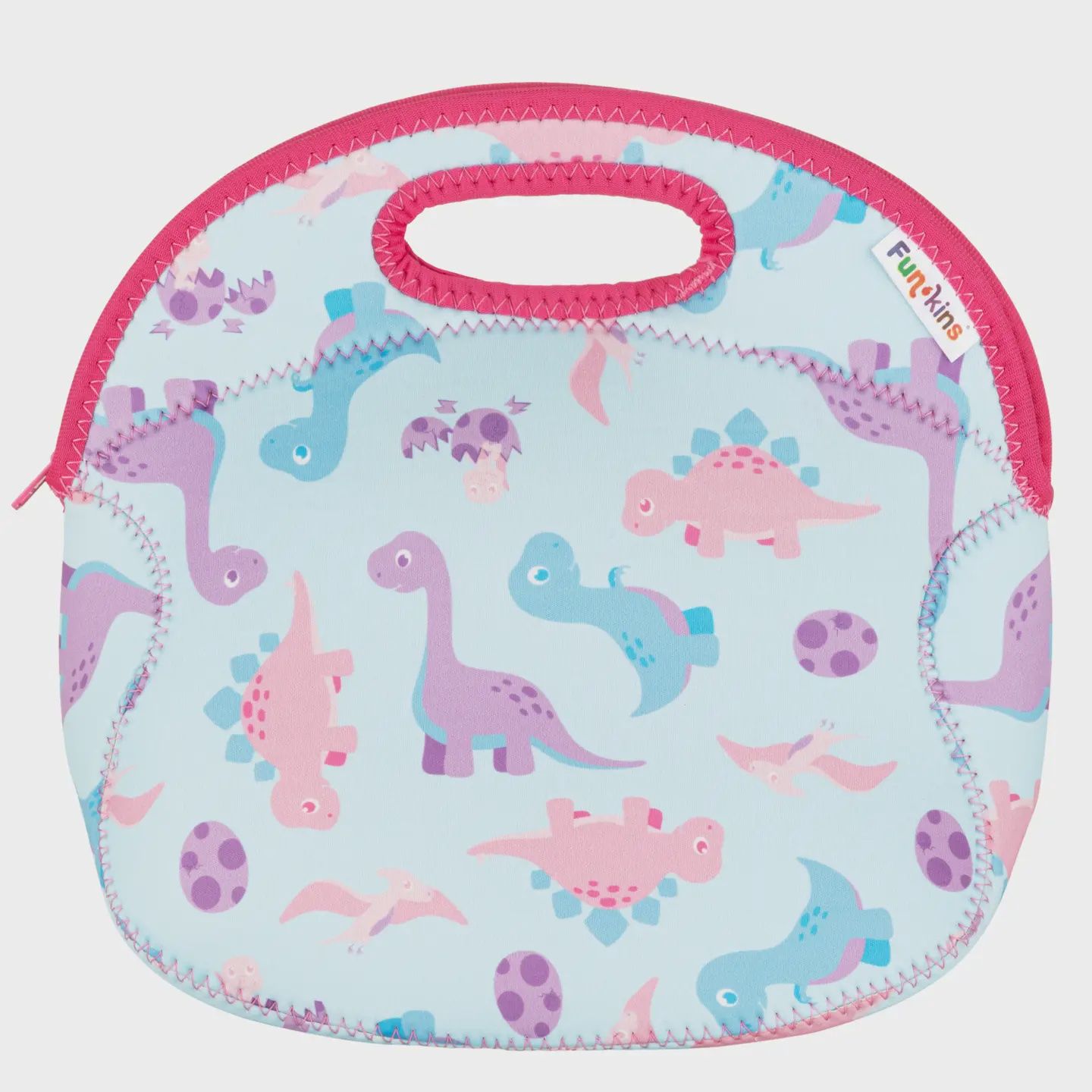 Large, Machine Washable Lunch Bag For Kids - Pink Dinos