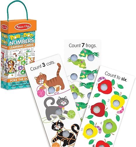 Melissa &amp; Doug Poke-A-Dot Jumbo Number Learning Cards - 13 Double-Sided Numbers, Shapes, and Colors Cards with Buttons to Pop Interactive Learning