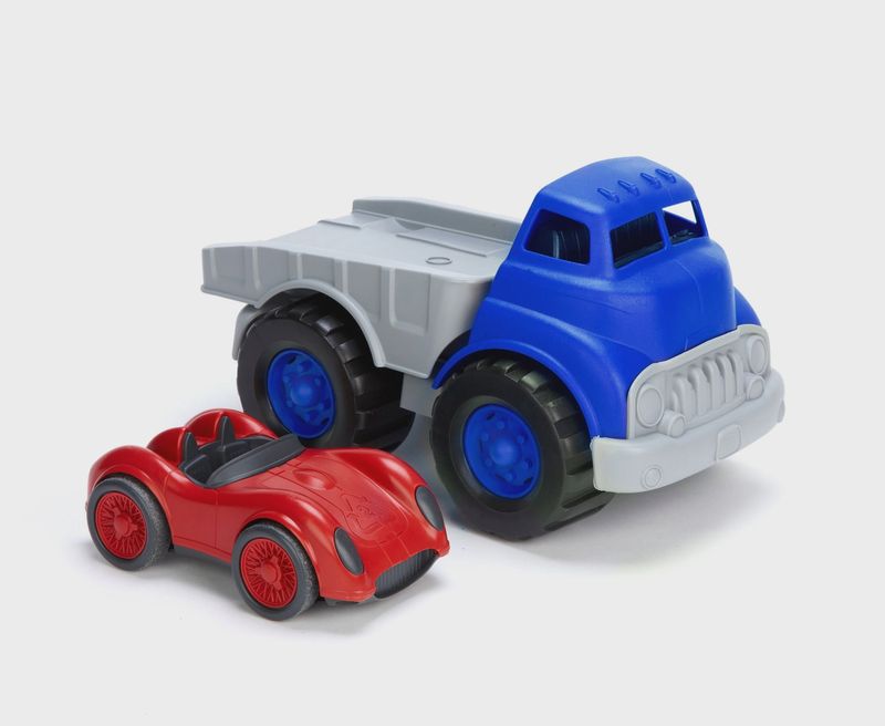 Flatbed Truck and Race Car