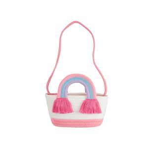 Pink Rainbow Cotton Rope Purse