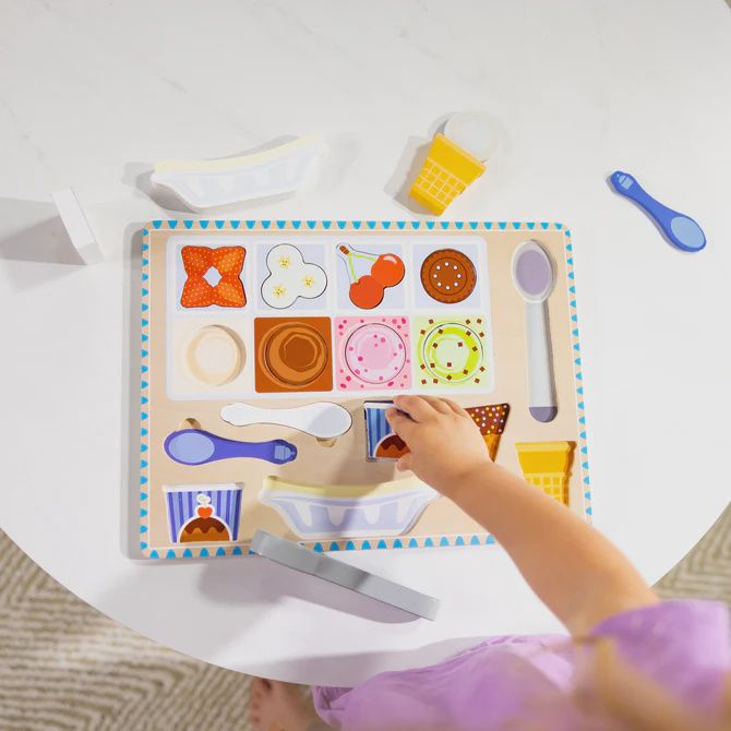 Wooden Magnetic Ice Cream Puzzle &amp; Play Set - 16 Pieces