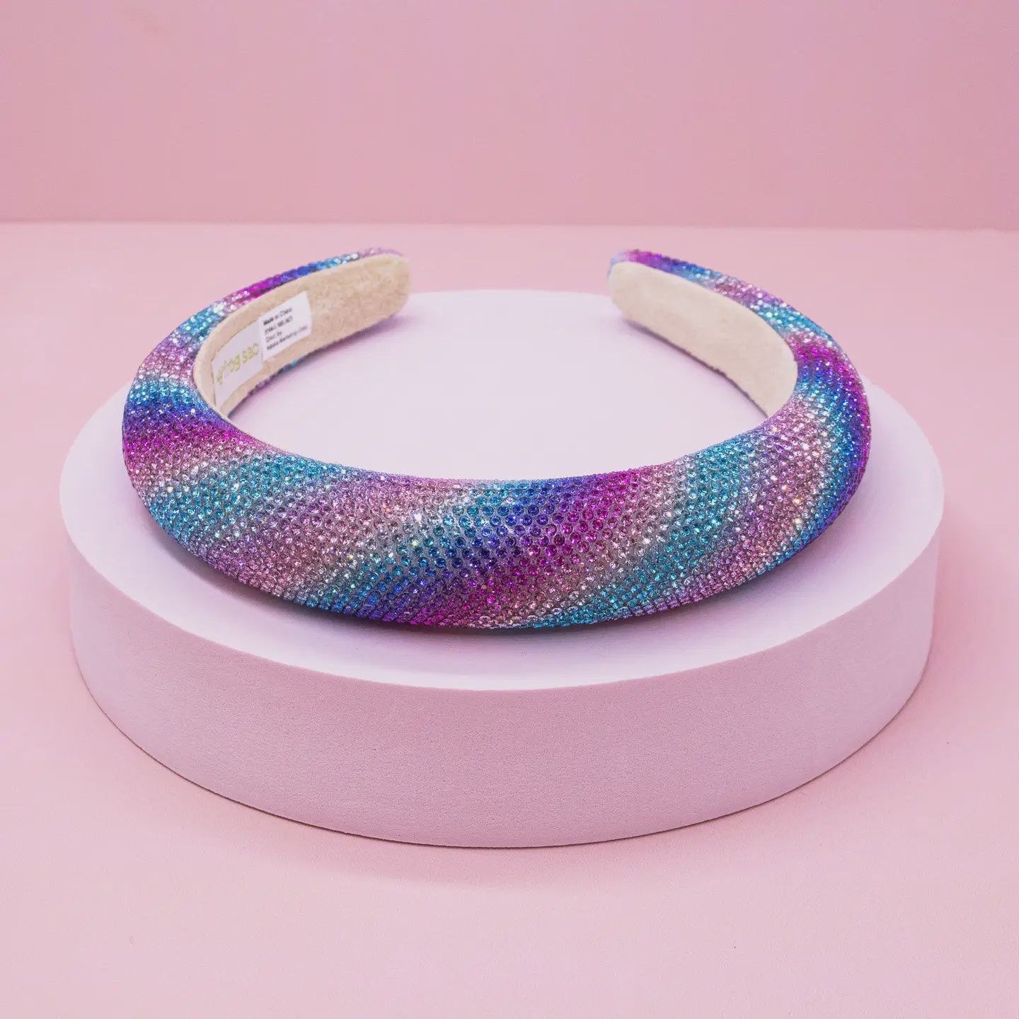 Rhinestone Headband - Padded Rainbow Hair Band