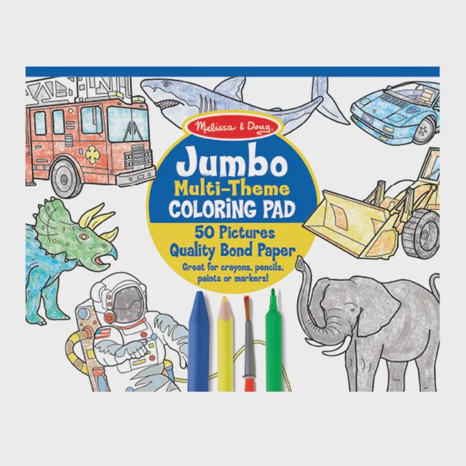 Jumbo 50-Page Kids&#39; Coloring Pad - Space, Sharks, Sports, and More