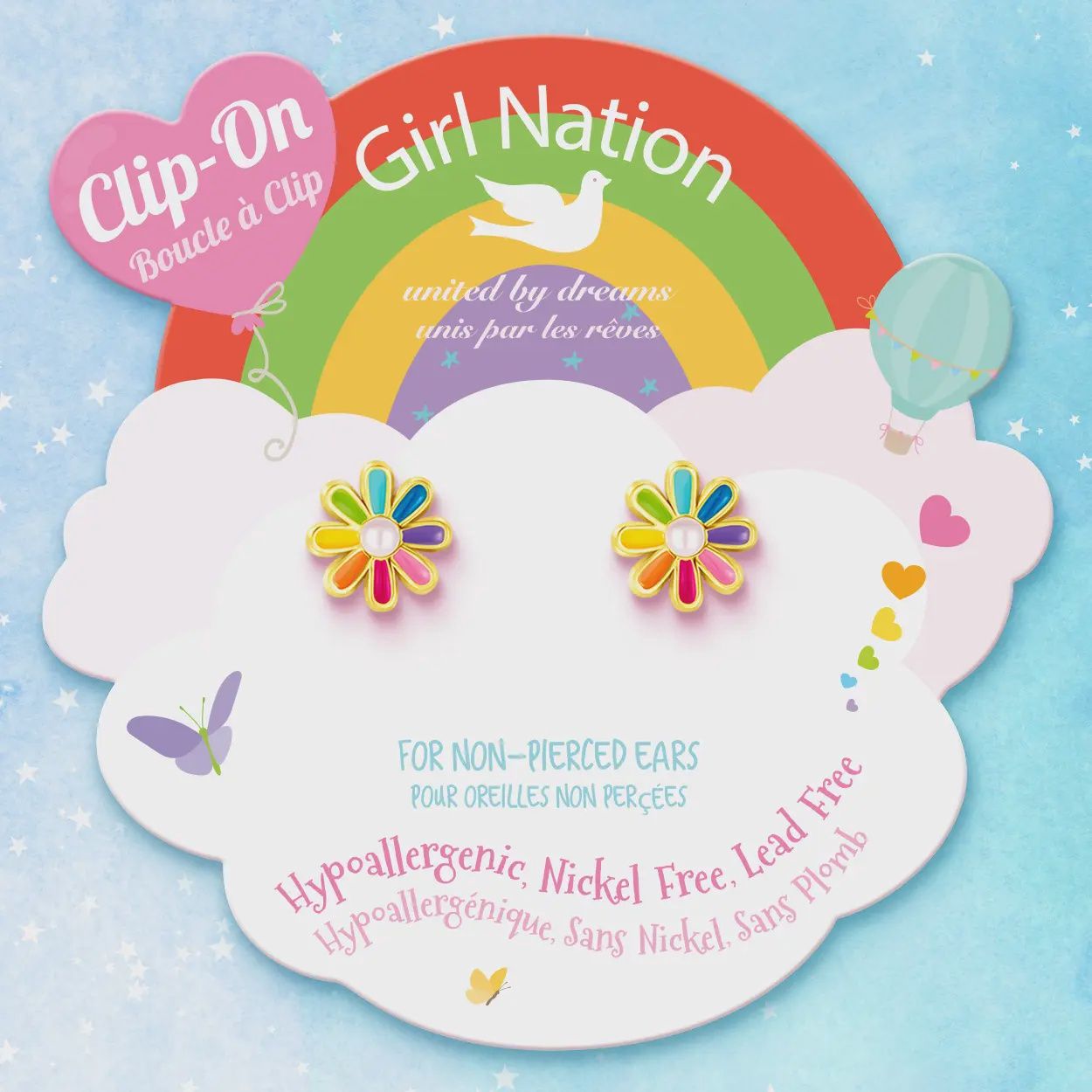 Clip On Cutie Earrings | Rainbow Daisy