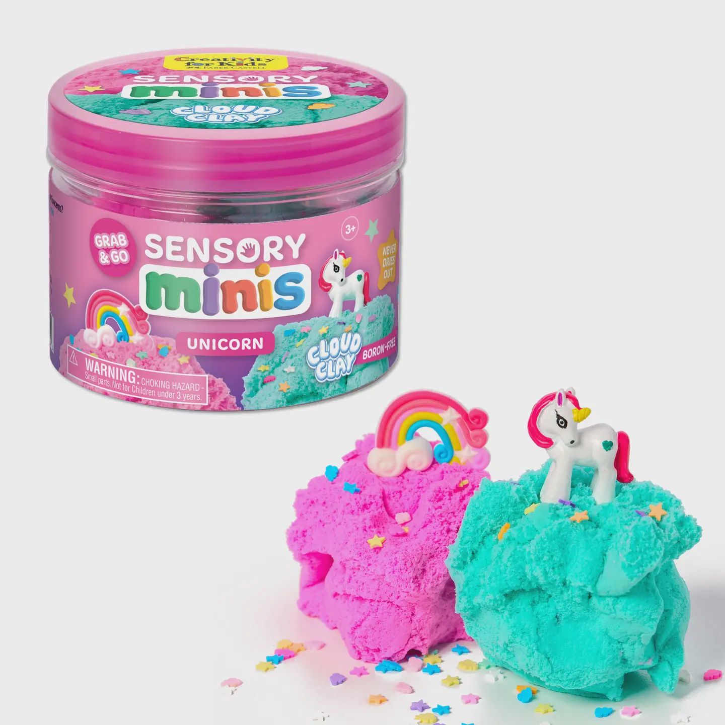 Sensory Mini Play Kit Jar with Cloud Clay: Unicorn Theme