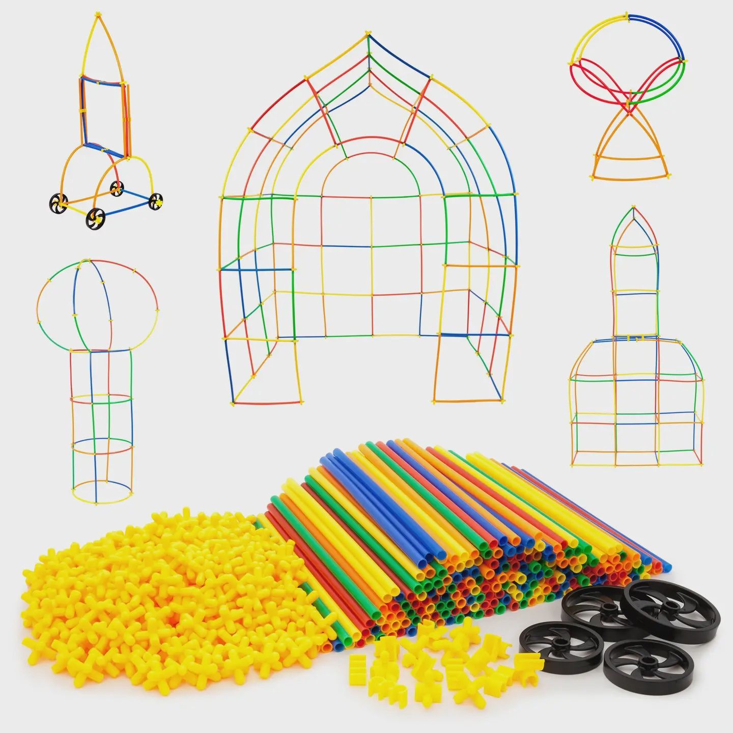 PicassoTiles 600pc Straw Building Set