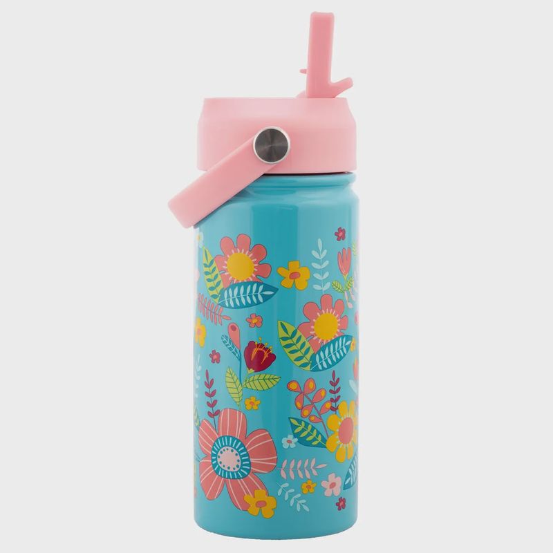 Insulated Stainless Steel Water Bottle with Handle- Turquoise