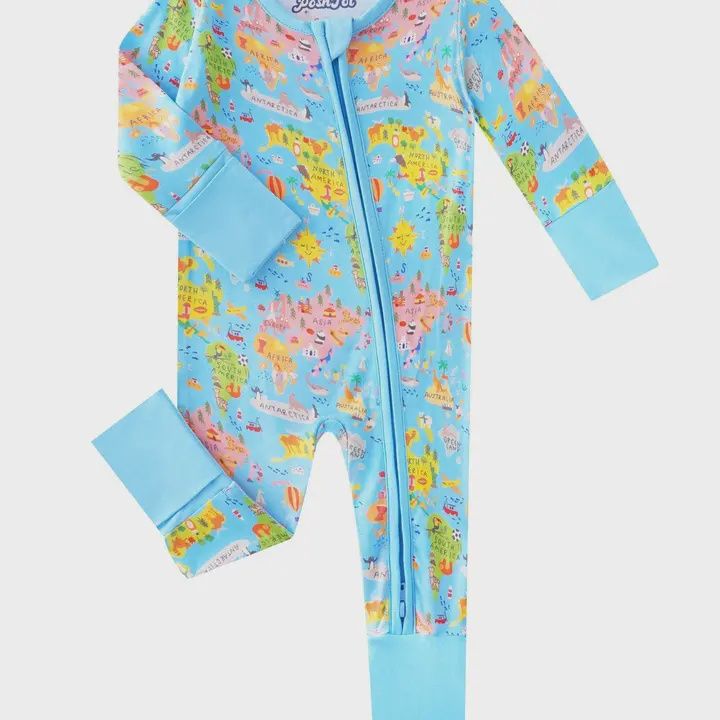 World Map Bamboo Zippy 3-6mo