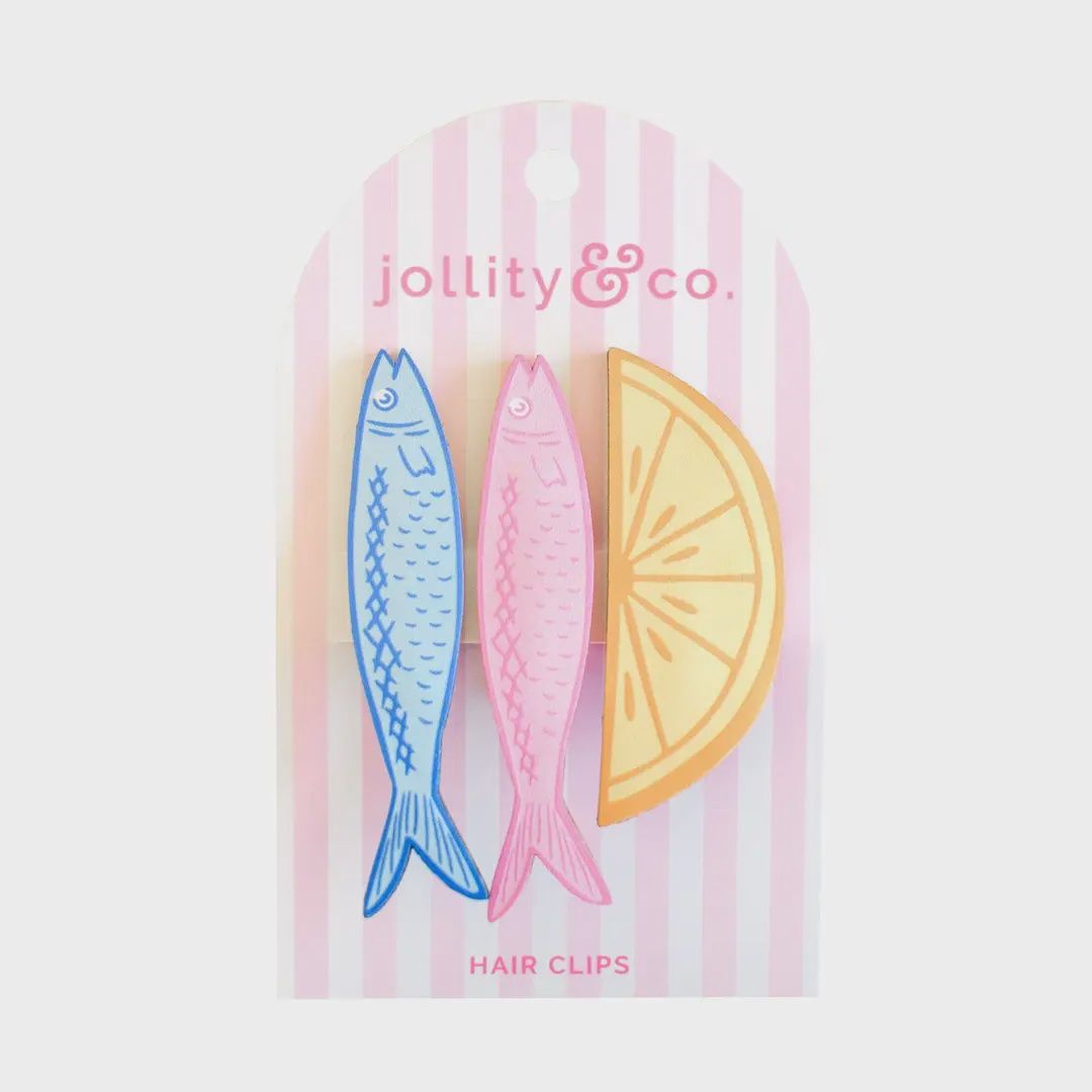 Sardine + Lemon Vegan Leather Hair Clip Set